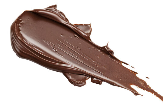 Chocolate liquid smear or stain isolated on background, pasted of chocolate cream spread.