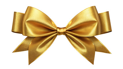 Elegant Gold Ribbon Bow - A high-resolution image of a shiny gold ribbon bow, perfectly tied, isolated on a transparent background, emphasizing luxury and celebration.
