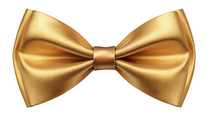 Classic Gold Bow Tie - A classic bow tie shape crafted from gold satin ribbon, isolated on a transparent background, perfect for formal attire representations.
