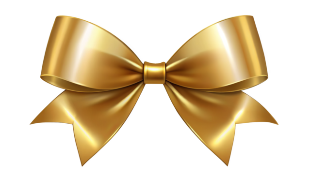Minimalist Gold Bow - A minimalist and modern design of a gold bow with a matte finish, isolated on a transparent background, emphasizing simplicity and elegance.
