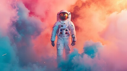 Obraz premium cosmos, cosmonaut, astronaut, space, science, exploration, spaceman, man, planet, universe, earth, star, astronomy, travel, helmet, spaceship, galaxy, moon, sky, orbit, background, future, concept, il