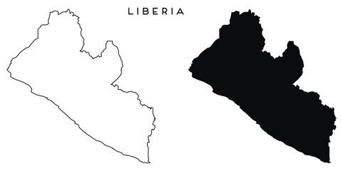 Liberia map outlined and black vector set © Alex