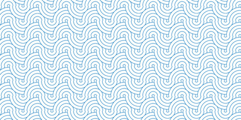 Overlapping Pattern Minimal diamond geometric waves spiral and abstract circle wave line. blue color seamless tile stripe geometric create retro square line backdrop pattern background.