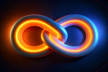 interlocking ovals with neon and orange textures,