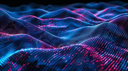 Modern digital abstract 3D background. Can be used in the description of network abilities, technological processes, digital storages, science, education, etc. Copy space. Based on Generative AI