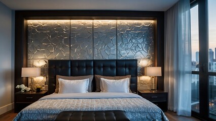 hotel lobby that seamlessly integrates technology with minimalist aesthetics, featuring interactive displays, smart lighting systems, and sleek charging stations for a modern and functional space.