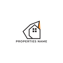 ILLUSTRATION HOME.MODERN HOUSE. RESENTIAL BUILDING SIMPLE MINIMALIST LOGO ICON BLACK ORANGE COLOR DESIGN VECTOR. GOOD FOR REAL ESTATE, PROPERTY INSDUSTRY