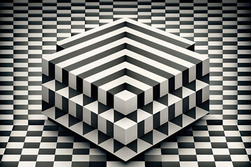 Optical illusion squares in black and white.