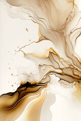 Beige and gold abstract texture. Luxurious liquid background. Generative AI.