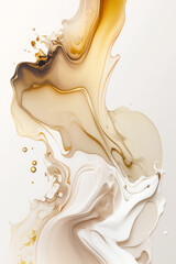 Beige and gold abstract texture. Luxurious liquid background. Generative AI.