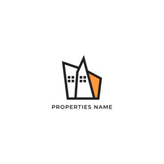 ILLUSTRATION HOME.MODERN HOUSE. RESENTIAL BUILDING SIMPLE MINIMALIST LOGO ICON BLACK ORANGE COLOR DESIGN VECTOR. GOOD FOR REAL ESTATE, PROPERTY INSDUSTRY