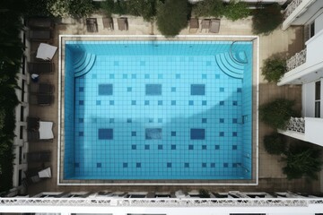 Chlorinated Swimming pool. Vacation holiday resort. Generate Ai