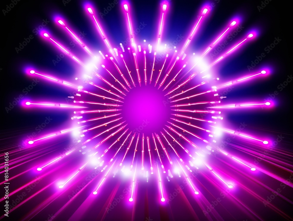Aufkleber vibrant, abstract image with a central circular pattern radiating bright pink and purple lights, cre