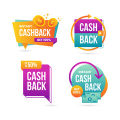  Vector illustration, cash back stickers