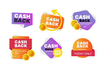 Vector illustration, cash back stickers