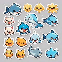 set of funny cartoon animals