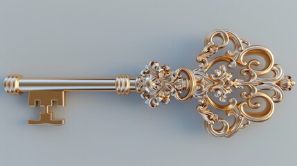 Elegant Intricacies: Ornate Gold Key