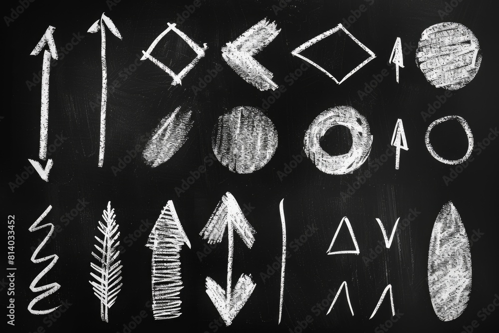 Poster a blackboard with a chalk drawing of numbers and symbols. suitable for educational and mathematical 