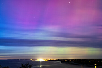 Northern light dancing over the Baltic sea at island of Gotland.