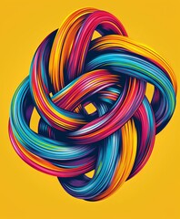 Colorful abstract knot on yellow background