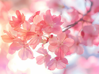 Obraz premium Soft pink cherry blossoms glowing in a dreamy light.