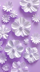 the intricate details of small floral patterns set against a gentle, light sky purple hue.