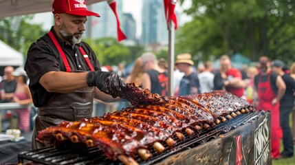 The Toronto Ribfest Canada one of the largest Canada Day celebrations featuring rib cooking...