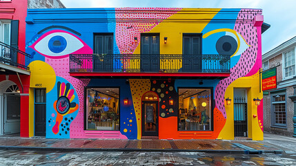 A vibrant, pop-art-inspired boutique on the famous Bourbon Street in New Orleans, boasting a...