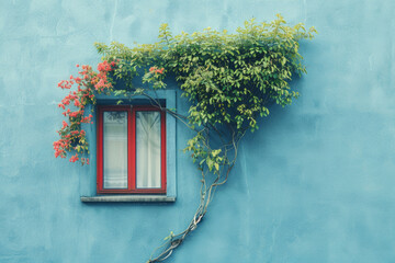 Green tree near the window of an old building