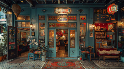 A whimsical, boutique-like shop on Magazine Street in New Orleans, featuring a colorful, ornate façade and intricate, hand-painted signage