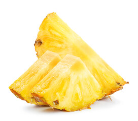 Slices of pineapple on white background