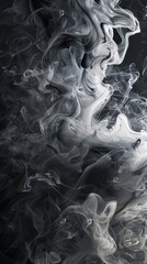 Monochrome abstract smoke swirls on a dark background