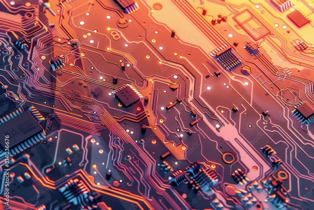 Poster detailed view of a computer circuit board. suitable for technology concepts