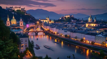 Fototapeta premium The Salzburg Festival in Austria celebrating classical music and opera with performances by renowned international artists in the birthplace of Mozart offering a sophisticated blend of high culture an
