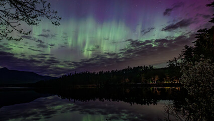 New Hampshire-Chocorua Lake-Northern lights (aurora borealis)