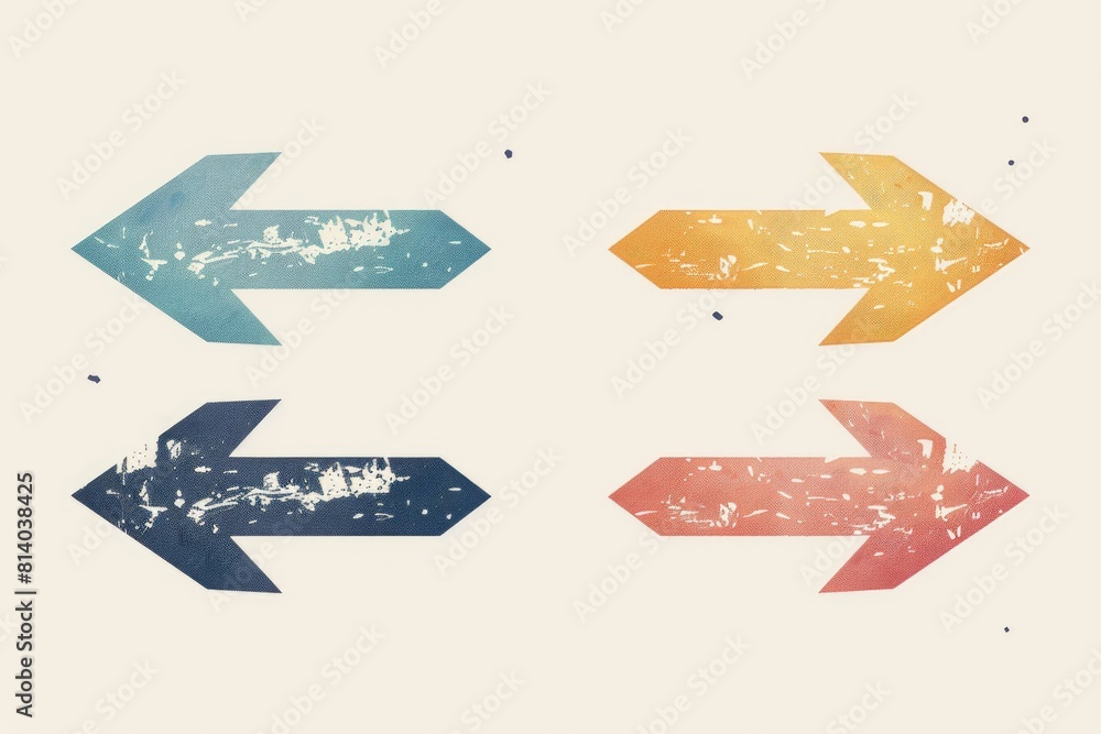 Poster four different colored arrows in a set. suitable for various design projects