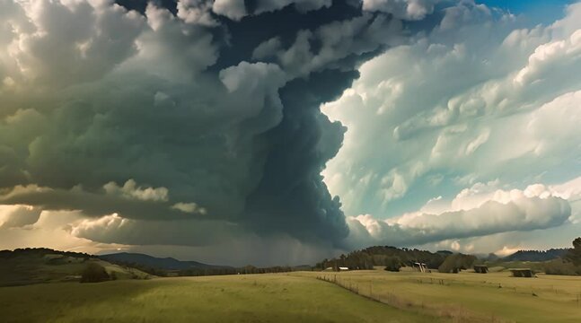 A timelapse video capturing the changing weather patterns throughout the day, from clear skies to gathering clouds