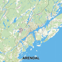 Arendal, Norway map poster art