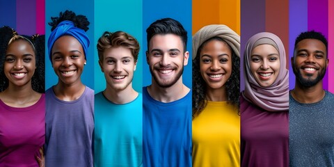 Collage of diverse individuals smiling promoting message of inclusion and diversity. Concept Inclusion, Diversity, Smiling Faces, Collage, Diverse individuals