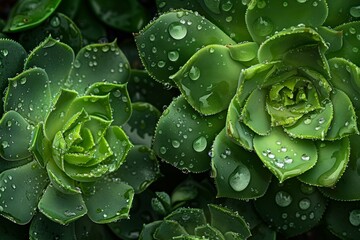 Fototapeta premium succulent plant fresh green leaves background