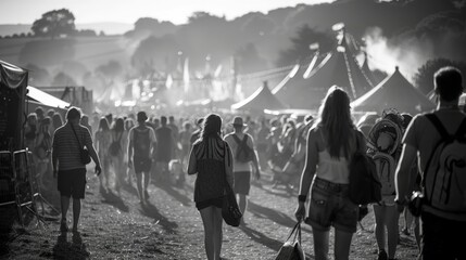 The Glastonbury Festival in the UK a landmark music and performing arts festival on a farm in...