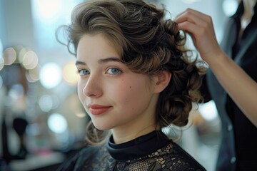 Fototapeta premium Funny dog looking up, waiting for food on a dark background