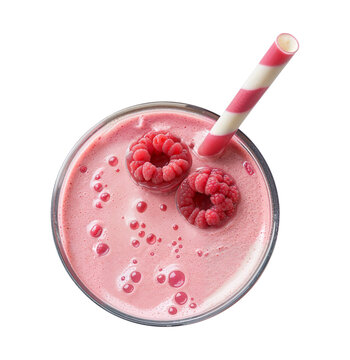 Raspberry juice or smoothie top view