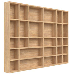 3D rendering illustration of a wall mounted wooden showcase