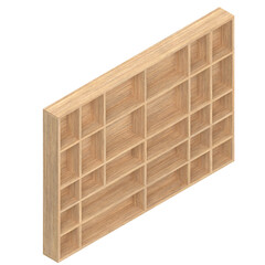 3D rendering illustration of a wall mounted wooden showcase