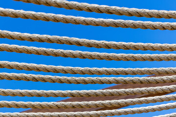 Tackle ropes on blue sky background