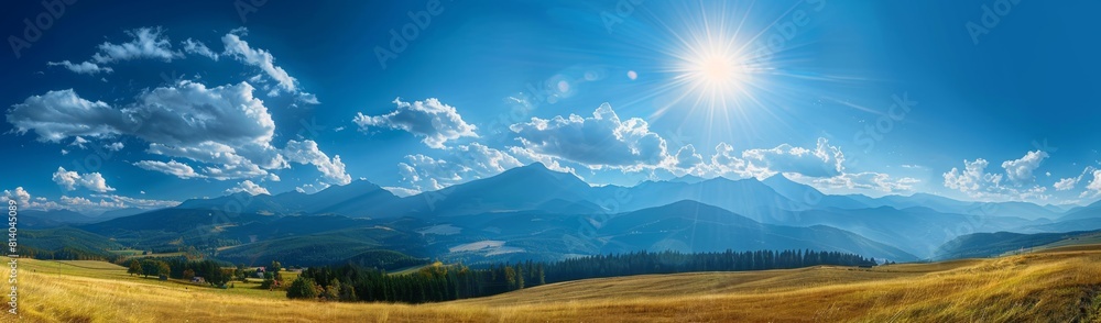 Poster a panoramic view of the carpathian mountains shows a sustainable and ecofriendly lifestyle a mountai