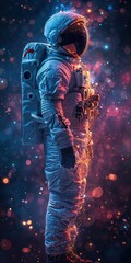 Astronaut gazing into cosmic space