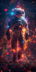 Astronaut with sparkles and flares