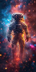 Astronaut with glowing effects and stars